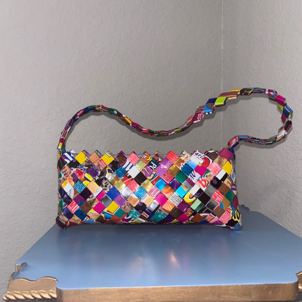 New DIY Vintage Eco Friendly Funky Multicolor Clutch Candy Wrappers Purse